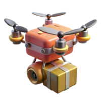 vibrant minimalist Automated Delivery Drone Side View Transparent Background exclusive png