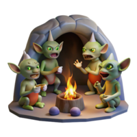 extraordinary traditional A Group of Goblins Feasting in a Dark Cav professional png
