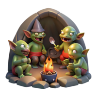 impressive creative A Group of Goblins Feasting in a Dark Cav professional png