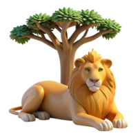 elegant modern A Majestic Lion Resting in the Shade of A original png