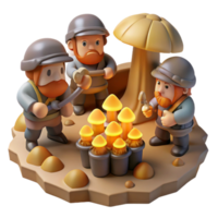 elegant modern A Group of Dwarves Mining for Gems in A professional png