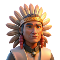 magnificent rustic Portrait of a Stoic Native American Chief authentic png