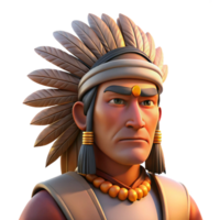 serene artistic Portrait of a Stoic Native American Chief authentic png