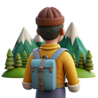 serene traditional Backpacker Gazing at Mountain View Cutout authentic png