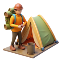 vibrant creative Backpacker Setting Up Tent Element detailed png