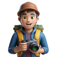 dramatic modern Backpacker with Camera Transparent Background high quality png