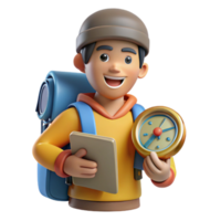 magnificent rustic Backpacker with Map and Compass Cutout high quality png