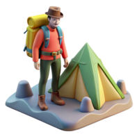 wonderful minimalist Backpacker with Tent on Mountain Ridge original png