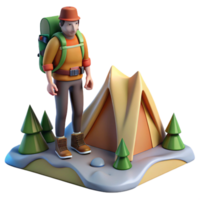 serene minimalist Backpacker with Tent on Mountain Ridge high resolution png