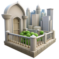 serene rustic Balcony View Cityscape Background genuine png