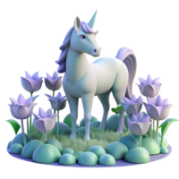 vibrant modern A Lone Unicorn Grazing in a Field of Mo authentic png