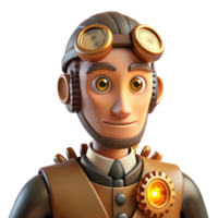 wonderful modern Whimsical Clockwork Robot Portrait 4K png