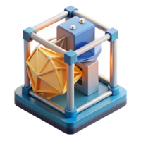 beautiful artistic A D Printer Constructing a Complex Geo 4K png