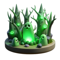 dramatic artistic A Haunted Forest Filled with Glowing Will high quality png