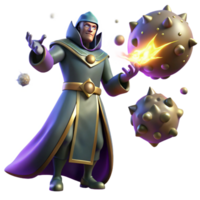 dramatic rustic A Powerful Sorcerer Summoning a Meteor S detailed png