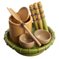 vibrant abstract Bamboo Utensils Set Angled View Cutout professional png