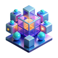 extraordinary rustic A Digital World Composed of Glowing Cube professional png