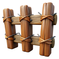 beautiful rustic Barbed Wire Fence Cutout with Wooden Posts authentic png