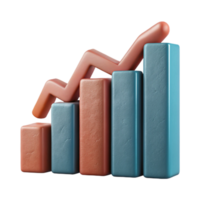 serene minimalist Bar Graph with Downward Trend Cutout Element authentic png