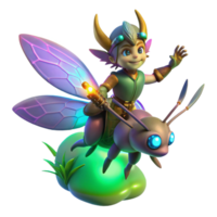 elegant rustic A Mischievous Pixie Riding a Giant Firef exclusive png