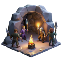 serene modern A Group of Adventurers Exploring a Dark C detailed png
