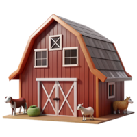 wonderful vintage Barn with Animals Inside Front View Transparent authentic png