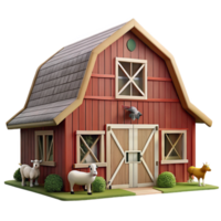 extraordinary rustic Barn with Animals Inside Front View Transparent high resolution png