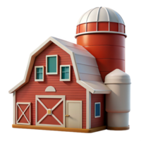 vibrant creative Barn with Silo Red and White Cutout Element premium png
