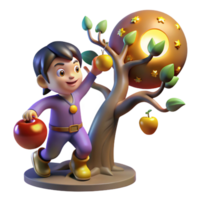 extraordinary creative A Mischievous Imp Stealing a Golden Apple genuine png