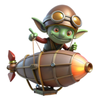 extraordinary modern A Mischievous Goblin Piloting a Steampunk high resolution png