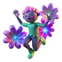 elegant traditional A Playful Sprite Dancing Among Biolumine authentic png