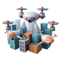 vibrant minimalist A Group of Drones Flying in Formation C original png
