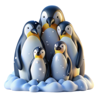 serene rustic A Group of Emperor Penguins Huddled Tog detailed png