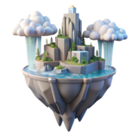 wonderful artistic Floating Island City with Waterfalls Casca exclusive png