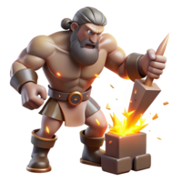 serene rustic A Powerful Cyclops Forging a Thunderbolt F professional png