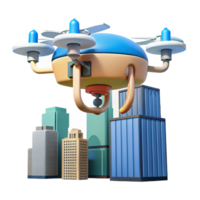 elegant artistic A Drone Delivering a Package City Skylin authentic png