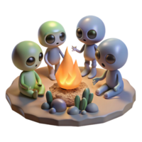 extraordinary artistic A Group of Aliens Gathered Around a Campf premium png