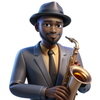 dramatic creative Portrait of a Soulful Musician with a Sax premium png