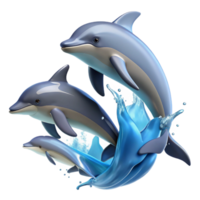 elegant artistic A Group of Dolphins Leaping out of the Wate high resolution png