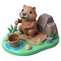 beautiful traditional Beaver Building Dam River Scene high resolution png