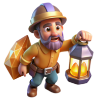 serene minimalist A Brave Dwarf Miner Discovering a Vein O png