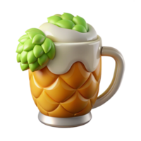 elegant rustic Beer Glass with Hops Design Transparent Background premium png
