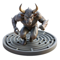 serene artistic A Powerful Minotaur Charging Through a Lab authentic png