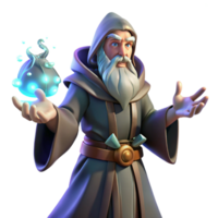 dramatic minimalist A Wise Old Wizard Casting a Spell Glowin png
