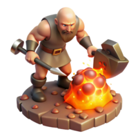 wonderful minimalist A Cyclops Forging a Weapon in a Fiery Volc original png