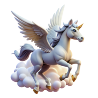 serene creative A Graceful Pegasus Flying Through the Clou high quality png
