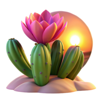 serene abstract A Blooming Cactus Flower in the Desert A high quality png