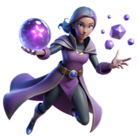 serene traditional A Powerful Sorceress Levitating a Crystal authentic png