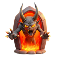 stunning minimalist A Terrifying Demon Emerging from a Fiery authentic png