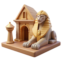 serene minimalist A Cunning Sphinx Guarding a Hidden Templ high quality png